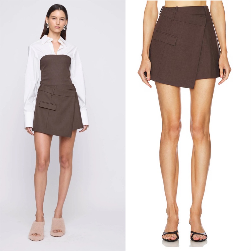 Anna Quan Cora asymmetrical WOOL BLEND skirt charcoal brown FINAL PRICE